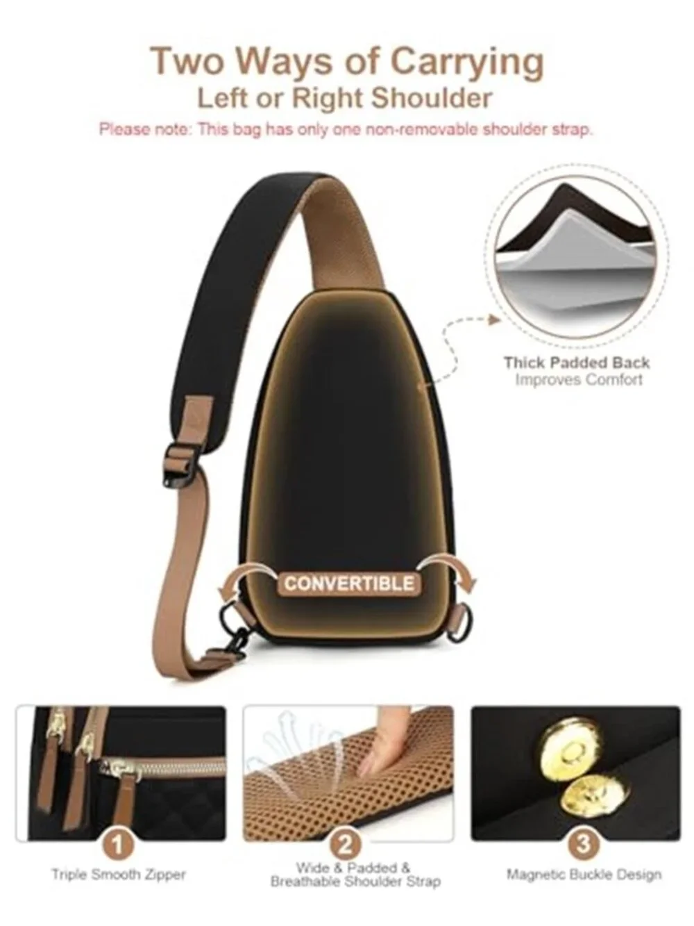 Women's Crossbody Bags Waterproof Sling Shoulder Bag Fanny Pack